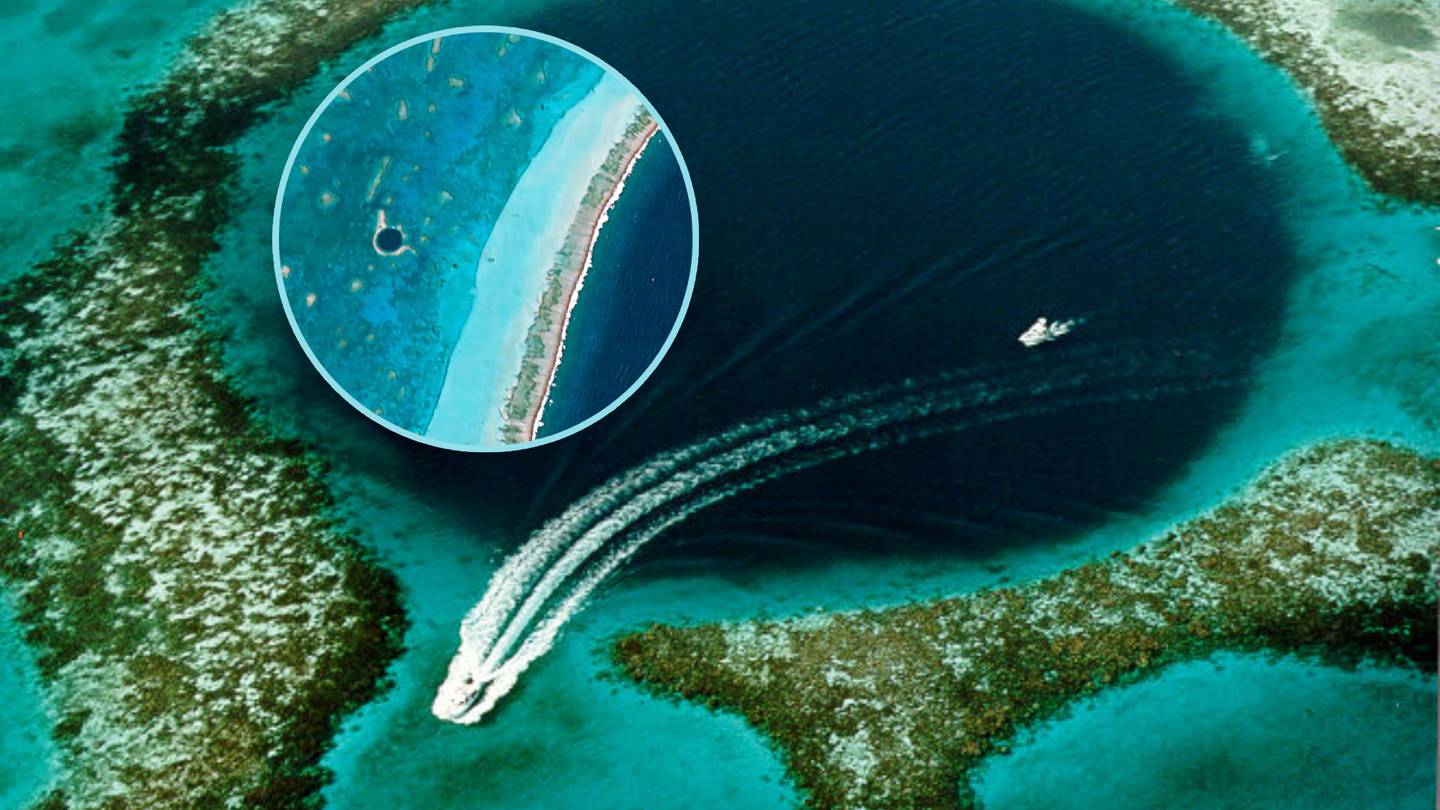 The Great Blue Hole is located near the borders of Mexico and Belize.