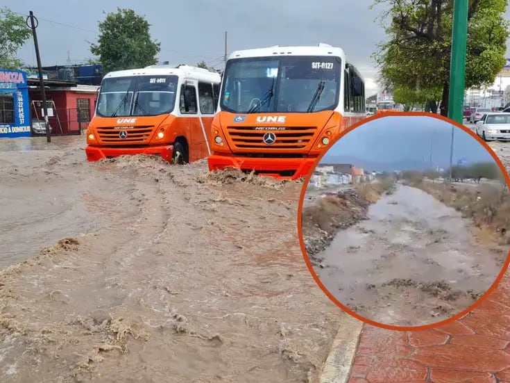 Lluvia en Hermosillo: Cierran calle por agua acumulada y se carga el canal de la López Portillo
