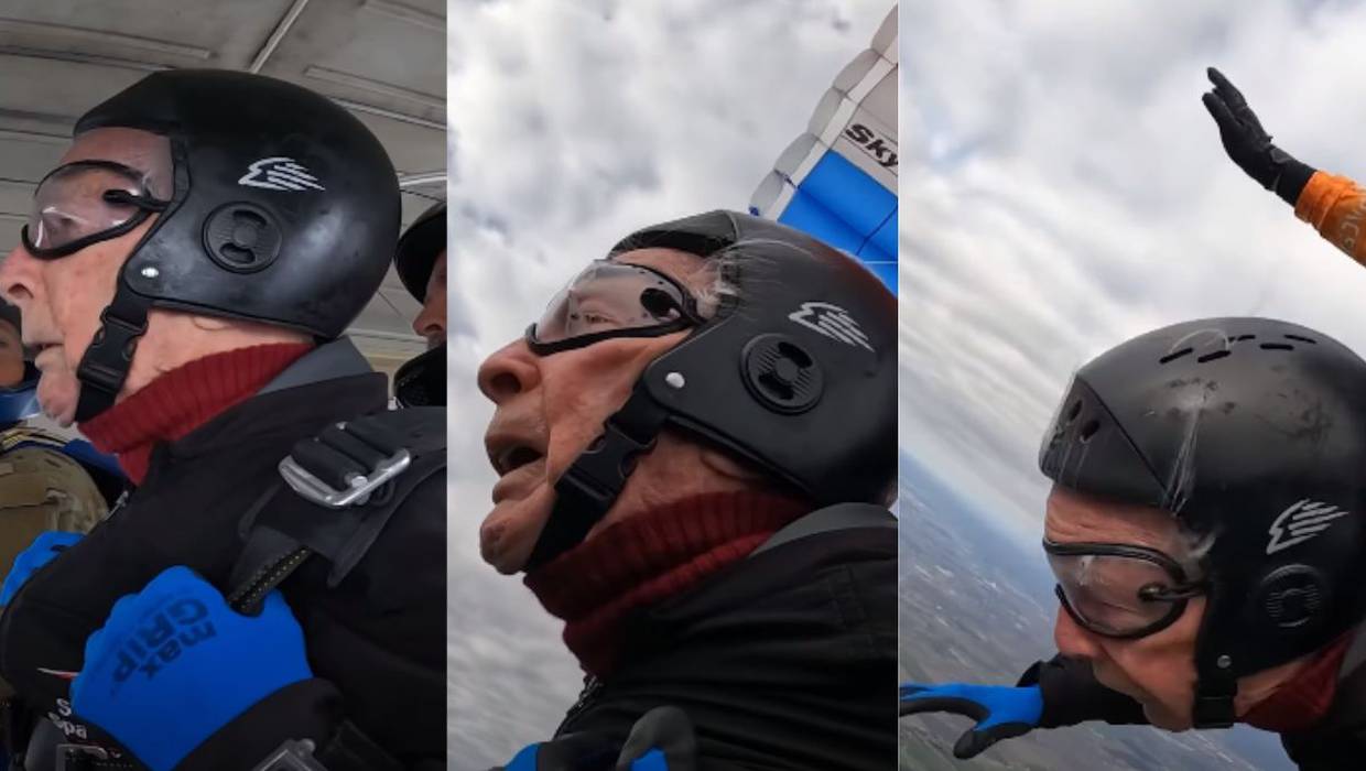 Hombre rompe récord mundial al saltar en paracaídas a sus 106 años de edad