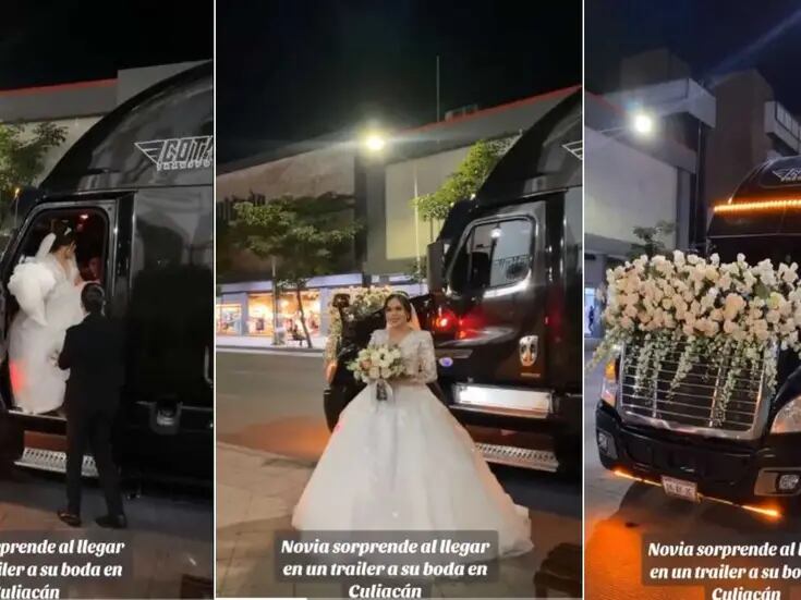 VIDEO: Novia sorprende al llegar a su boda en tráiler en Culiacán, Sinaloa