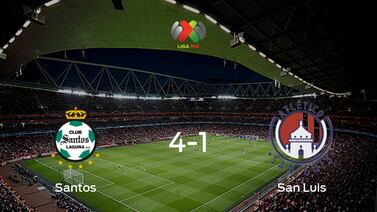  Santos Laguna muestra su poderío tras golear a Atlético San Luis (4-1)