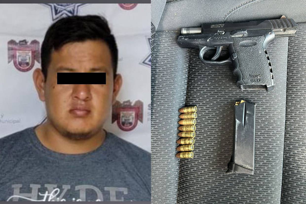 Al detenido Salvador “N” de 29 años, se le decomisó una pistola calibre 9 milímetros.