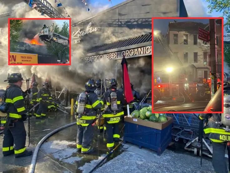 Incendio masivo consume supermercado y varios edificios en Nueva York