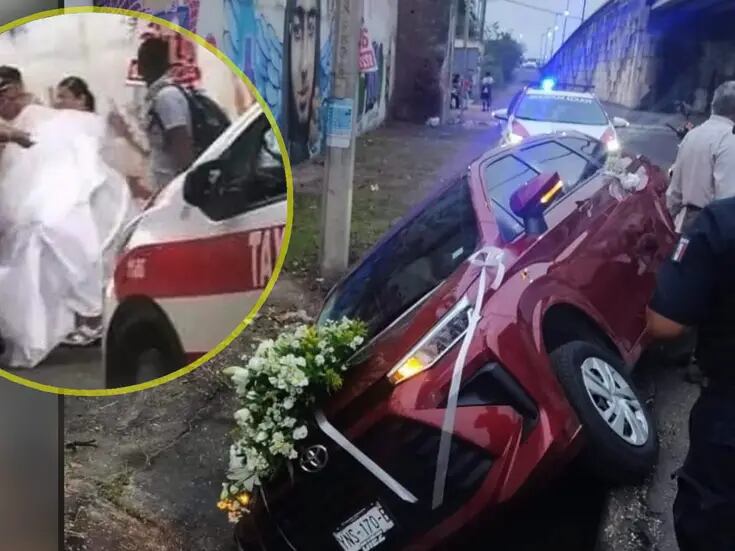 Novia sufre accidente de auto de camino a la boda y acaba en un canal de aguas negras en Veracruz