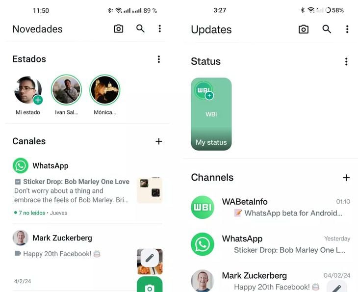 La actualización de WhatsApp dará más peso a los estados e historias.