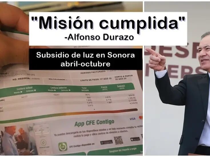 Confirma Alfonso Durazo ampliación a subsidio de la luz ¡desde abril hasta octubre!