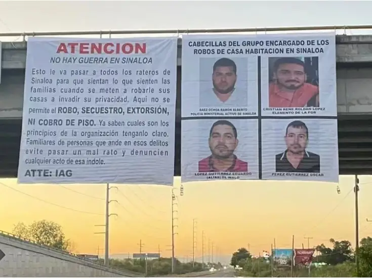 Aparece narcomanta con presunto mensaje del “Chapito” negando guerra en Sinaloa