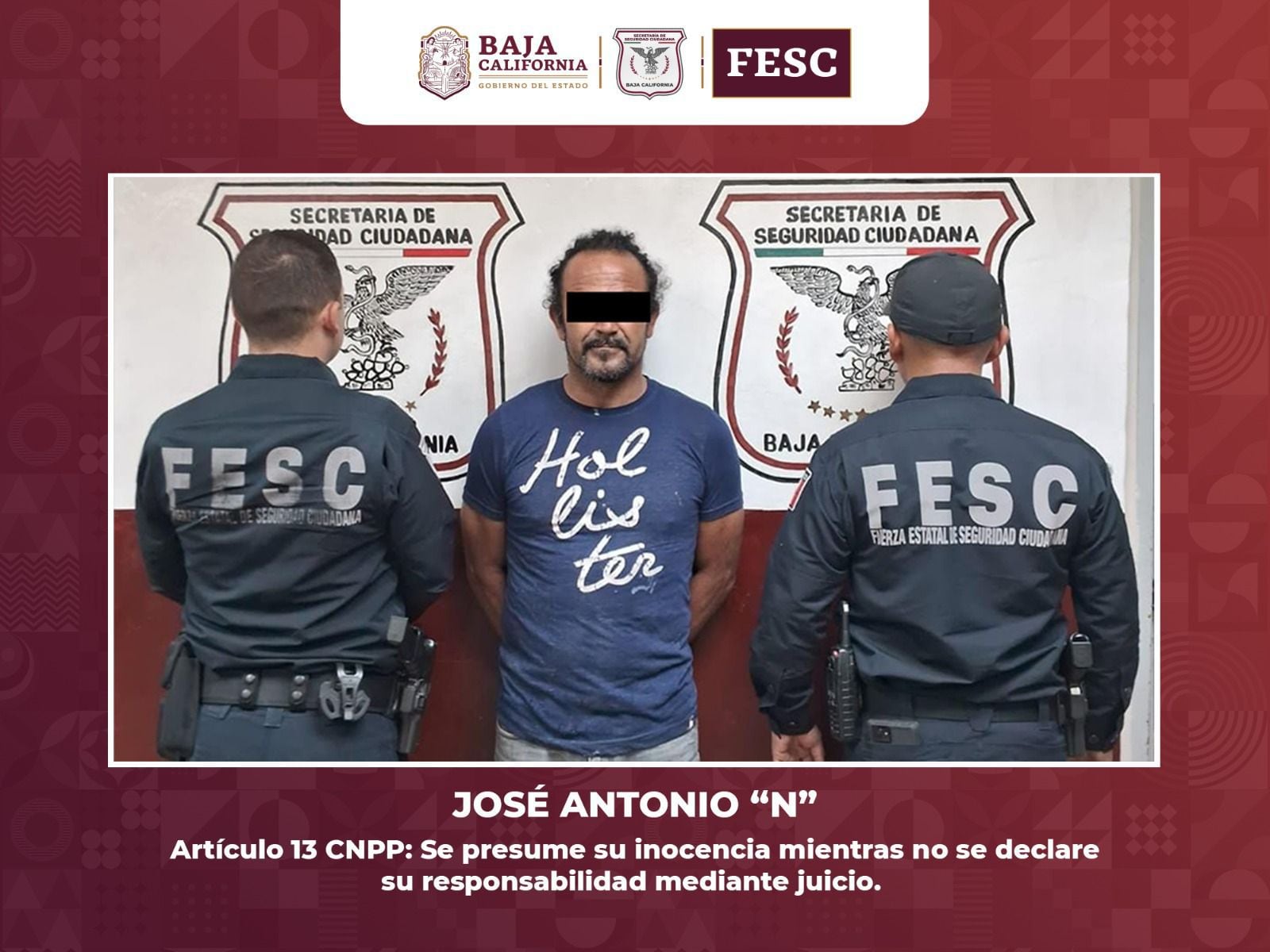 Fue detenido por agentes del Escuadrón Violeta José Antonio “N” de 50 años de edad I Foto: Cortesía
