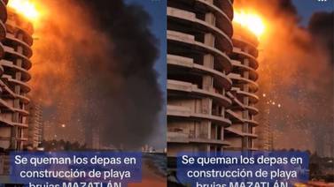 VIDEO: Incendio en el piso 12 de un edificio en construcción en Playa Brujas de Mazatlán