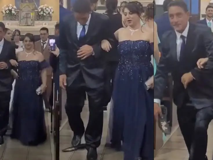 VIDEO: ¡señor sufre embarazoso incidente en una boda cuando se le desprende la suela de su zapato! 