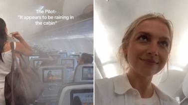 Video: Misteriosa lluvia dentro de la cabina de avión deja empapados a pasajeros
