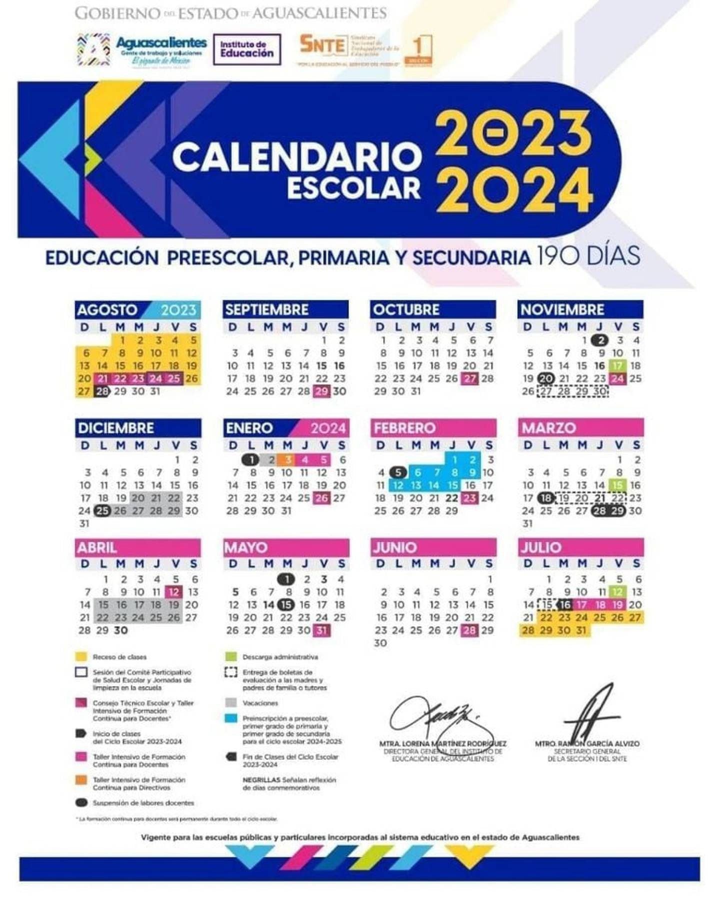 Este es el calendario escolar 2023-24 en Aguascalientes.