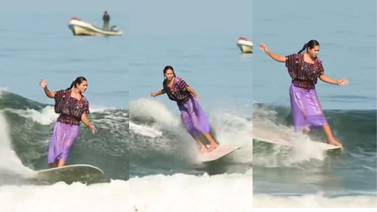 VIDEO: surfista mexicana domina las olas portando un huipil 