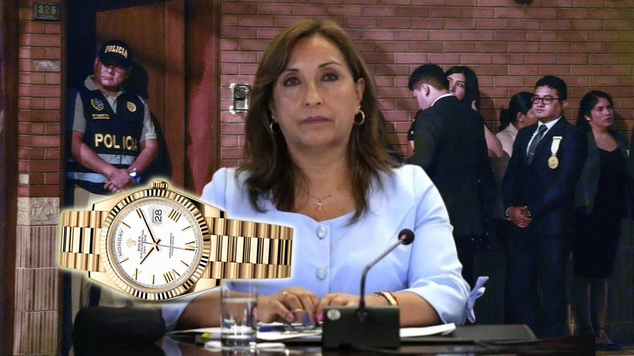 Dina Boluarte, presidente de Perú, no declaró relojes Rolex entre su patrimonio; catean su casa.