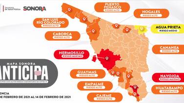 Hermosillo y Navojoa siguen en riesgo máximo; Agua Prieta pasa a amarillo