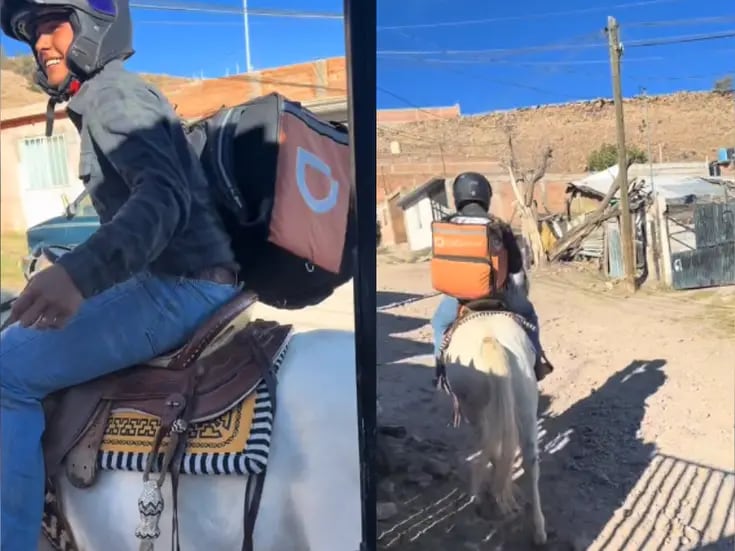 VIDEO: ¡repartidor de DiDi Food se hace viral por entregar los pedidos en caballo!