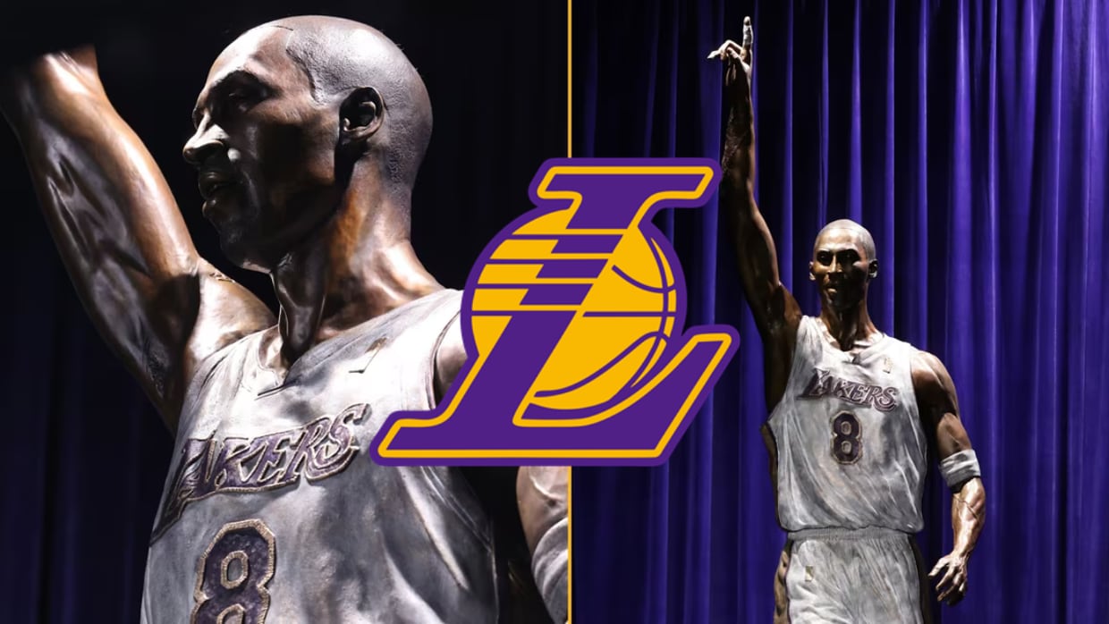 Los Angeles Lakers inauguran estatua de Kobe Bryant