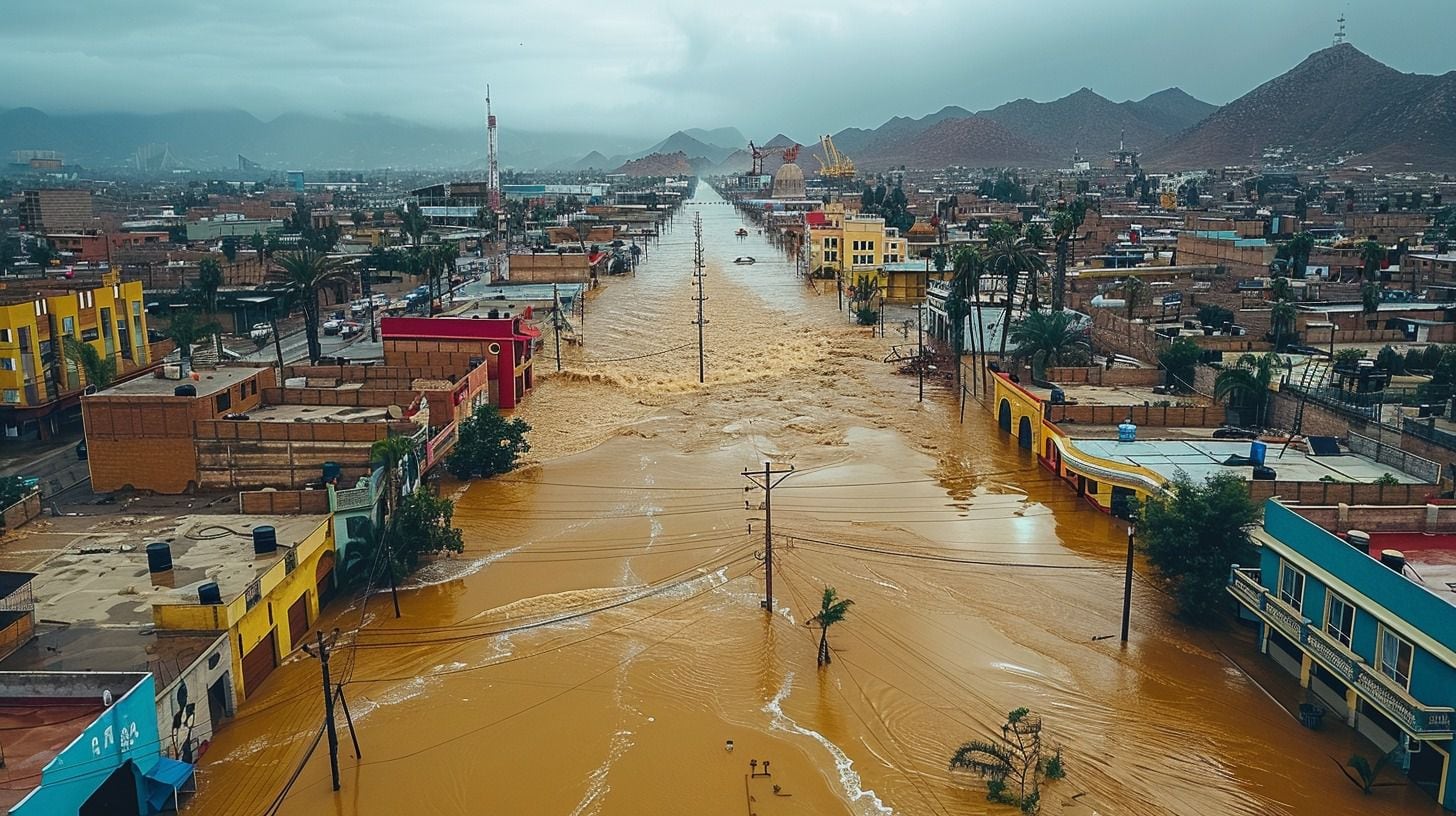 Inundaciones repentinas transforman paisajes urbanos en escenarios de desastre.