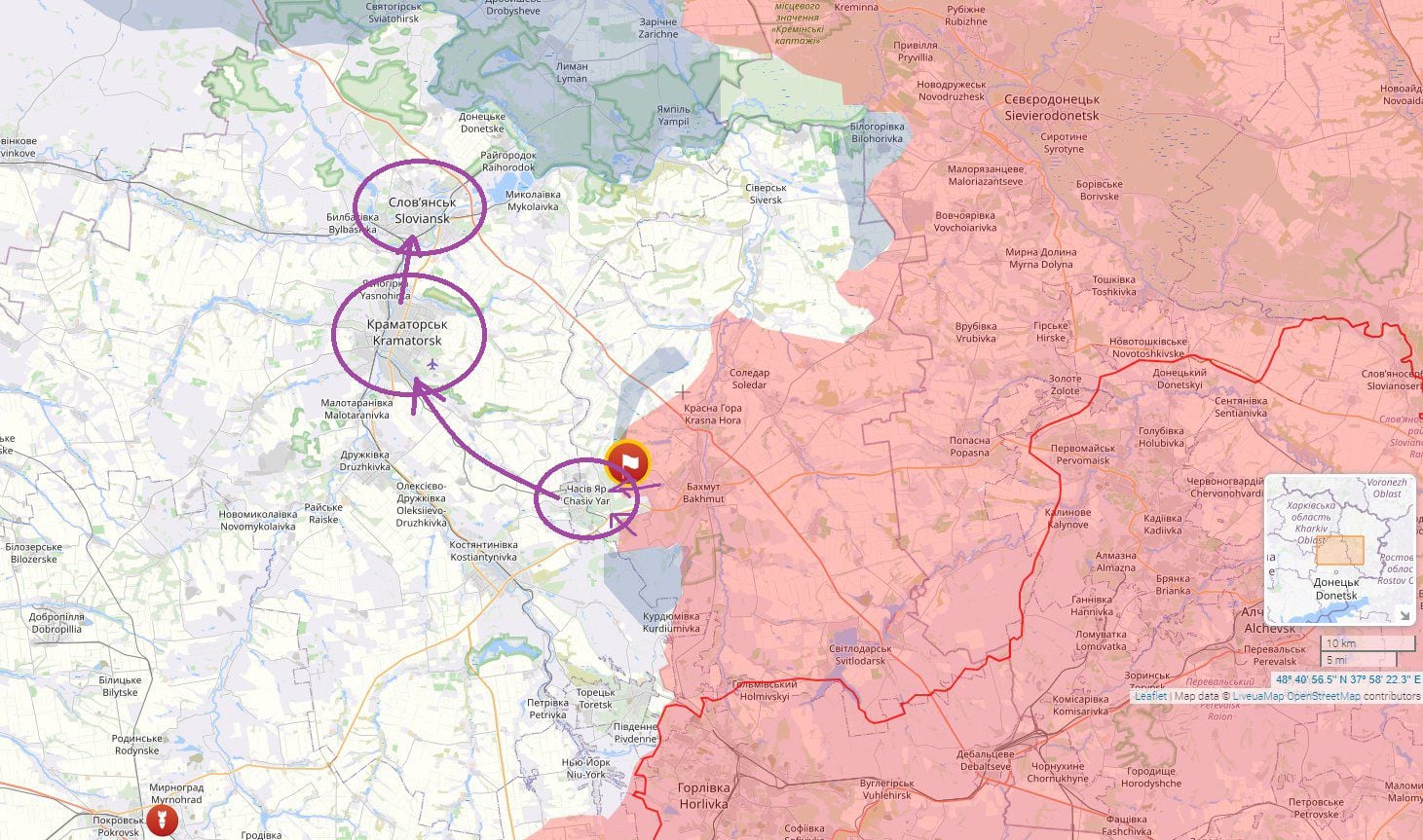 Fuerzas rusas ganan terreno cerca del pueblo clave, Chasiv Yar, en el este de Ucrania | Imagen de Twitter