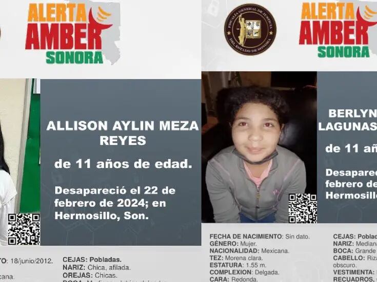 Se activa Alerta Amber por niñas desaparecidas en Hermosillo al salir de primaria en el Coloso