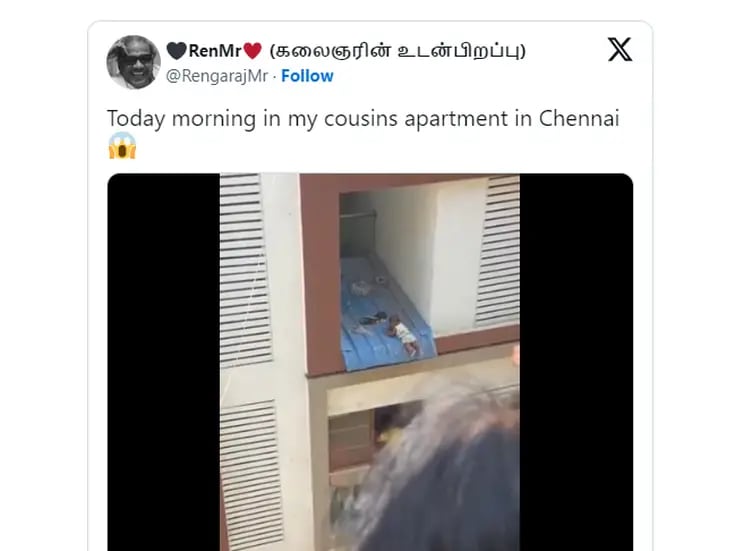 INDIA: Rescate de bebé al borde del techo de un edificio de apartamentos en Chennai