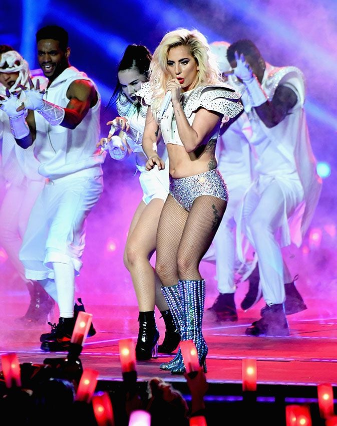 HOUSTON, TX - FEBRUARY 05:  Musician Lady Gaga performs onstage during the Pepsi Zero Sugar Super Bowl LI Halftime Show at NRG Stadium on February 5, 2017 in Houston, Texas.  (Photo by Jeff Kravitz/FilmMagic)