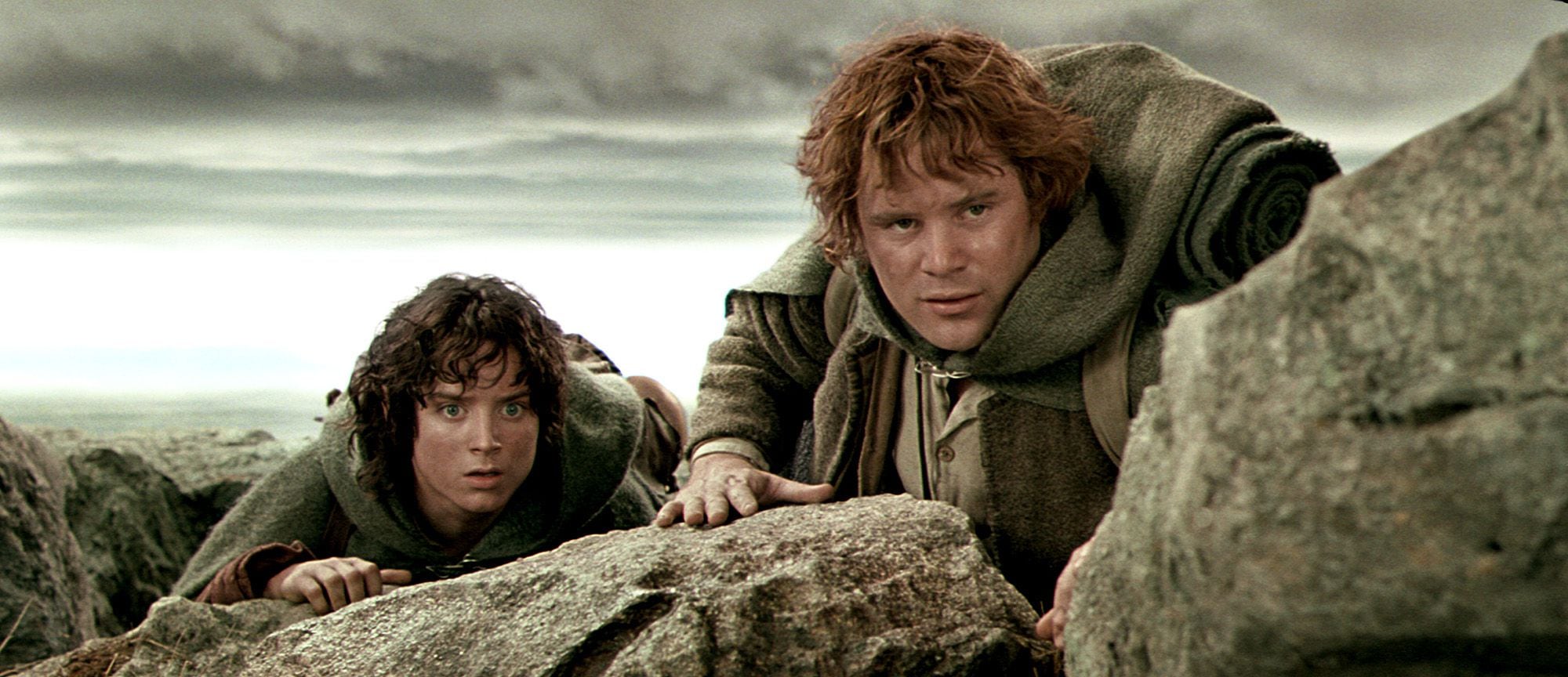 ** FILE **Actors Elijah Wood as Frodo, left, and  Sean Astin as Sam, appear in a scene from New Line Cinemas "The Lord of the Rings: The Two Towers," in this undated promotional photo. The film was nominated for best picture in the Academy Award nominations announced Tuesday, Feb. 11, 2003. The winners will be announced March 23, 2003, at the 75th Academy Awards in Hollywood, Calif. (AP Photo/Pierre Vinet, New Line Cinema)