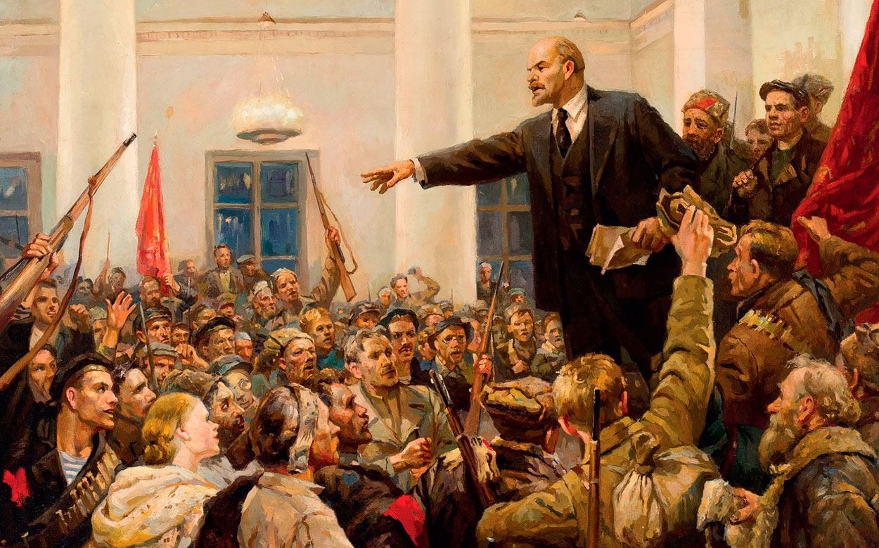 Lenin proclama el poder soviético en el Instituto Smolny’ de Petrogrado (Vladimir Serov, 1952)