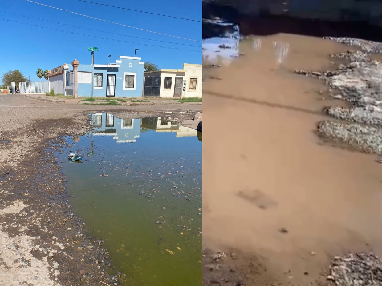 Aguas residuales en calles de Cajeme. | Especial
