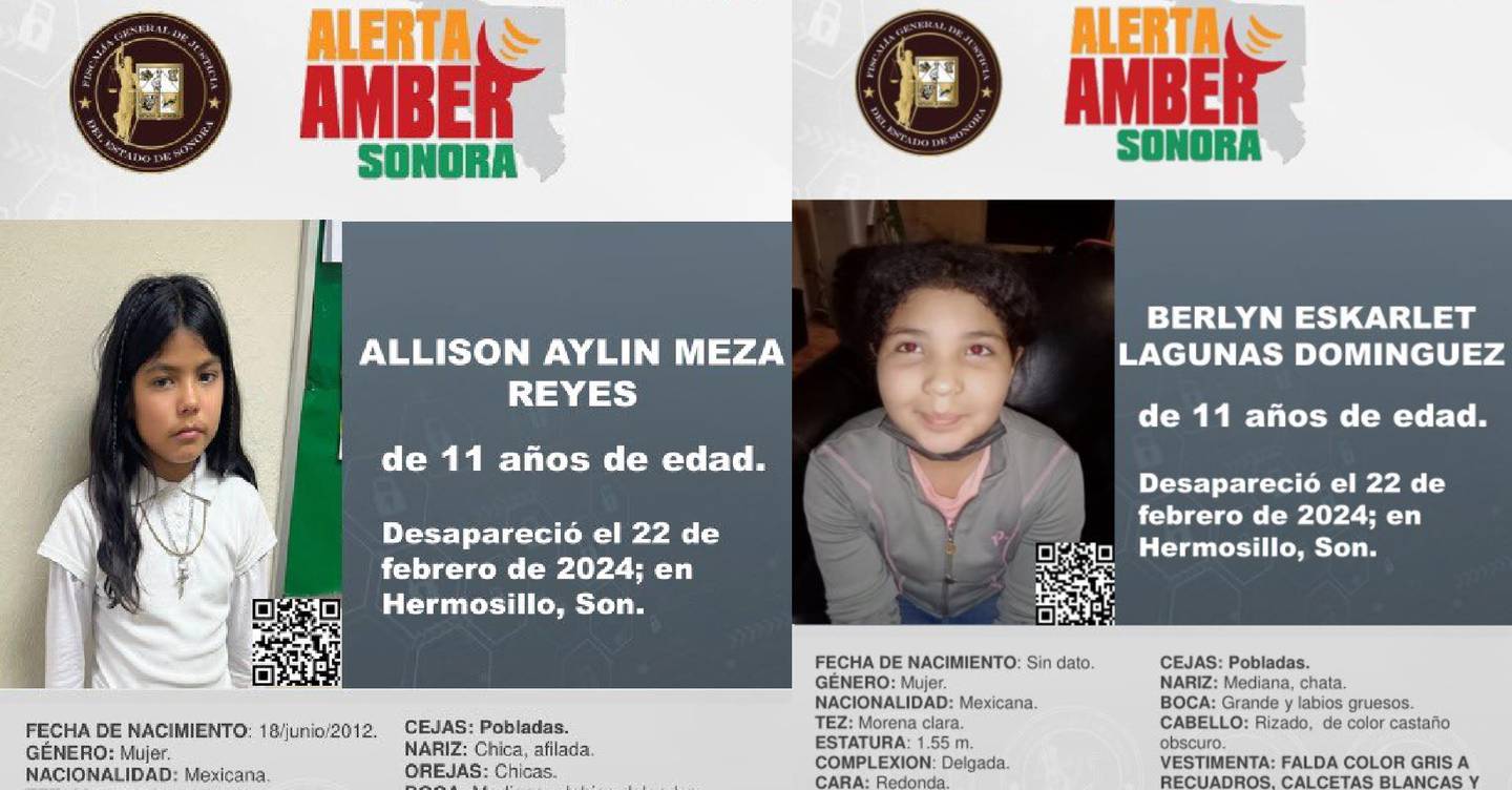 Se activa Alerta Amber por niñas desaparecidas en Hermosillo al salir de primaria en el Coloso. // Especial/El Imparcial