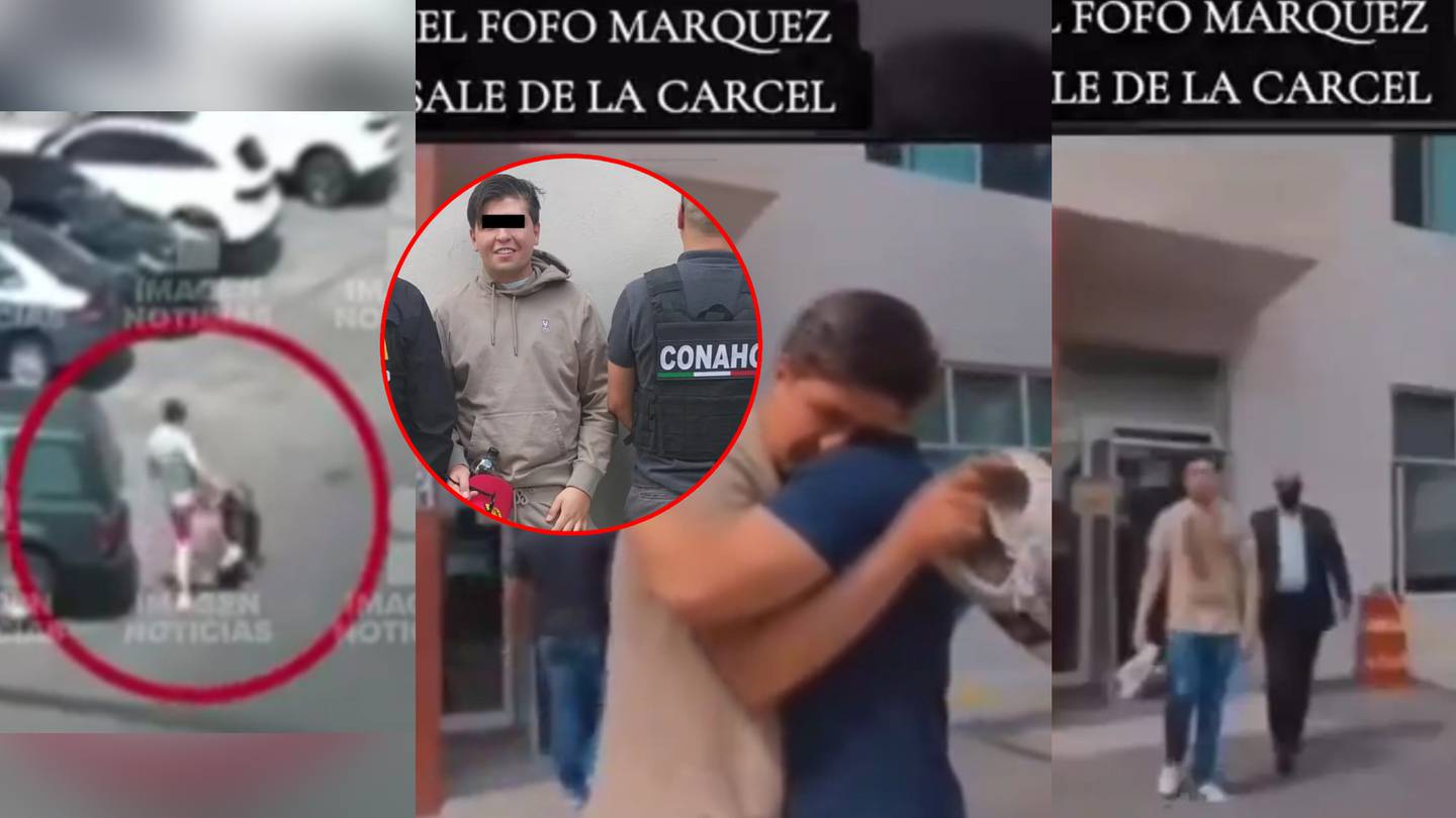 Con zapatos en mano, se ve al Fofo Márquez supuestamente salir de prisión para abrazar y llorar con Dominguero.