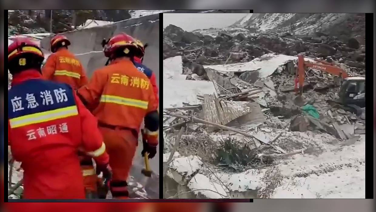 Al menos 44 personas quedan enterradas tras un corrimiento de tierra en el sur de China. // Foto: Captura de video X @nitsonnet/@GuarimberoDigit/Redes sociales