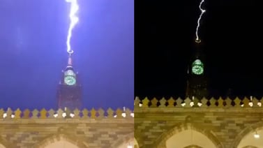 VIDEO: ¿De nuevo? Cae rayo sobre reloj de La Meca, Arabia Saudita