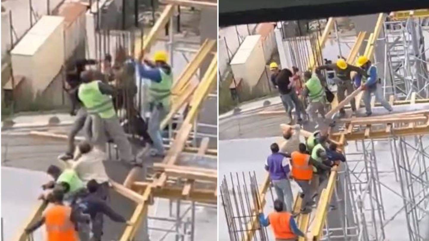 La situación se vuelve aún más inquietante cuando uno de los trabajadores toma un palo | Captura de video