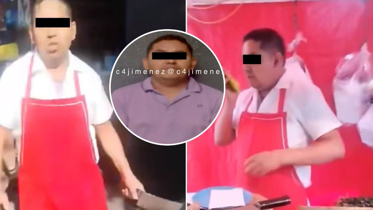 Arrestan a viral taquero amenaza con cuchillo a mujer y a quienes la defienden.