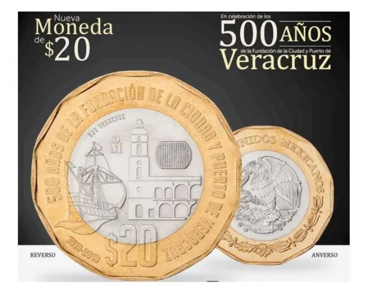 Moneda conmemorativa por los 500 años de la fundación de Veracruz