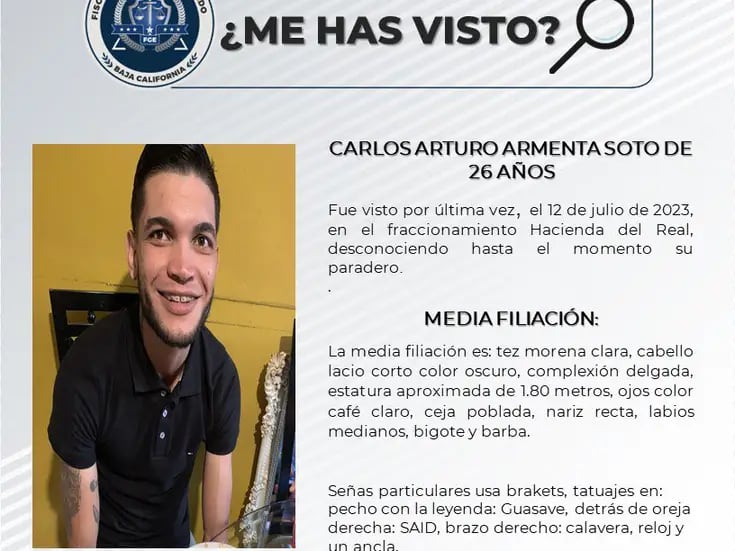Solicitan apoyo para localizar a Carlos Arturo Armenta Soto 