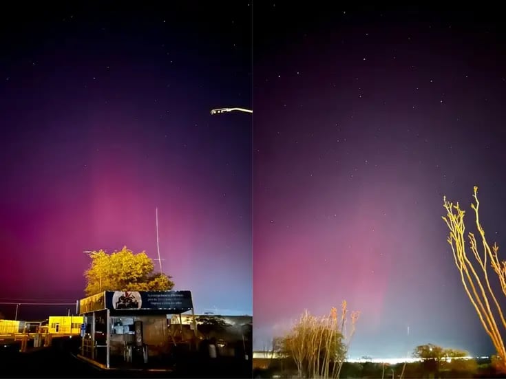 Increíble fenómeno: Auroras boreales iluminan el cielo de Agua Prieta
