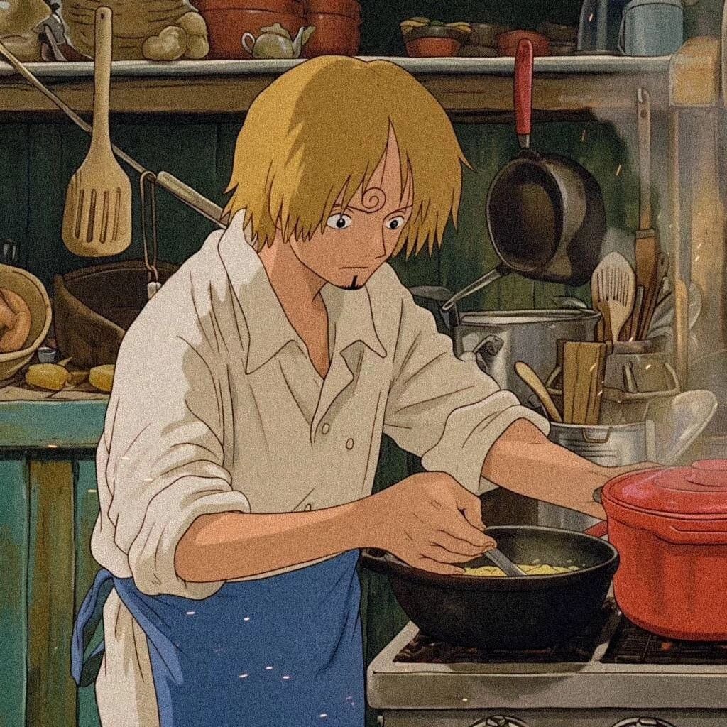 Sanji de One Piece como si fuera un personaje de Studios Ghibli según la IA