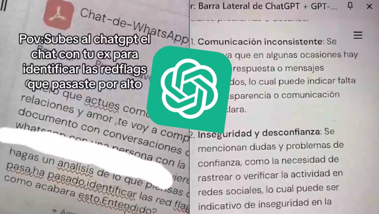 Usuario de TikTok le pide ayuda a Chat GPT para que identificara las “red flags” en su conversación de WhatsApp con su ex