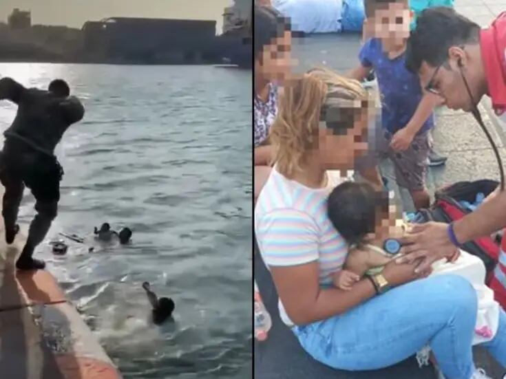 VIDEO: Policías rescatan a bebé de un año que cae al mar en Puerto de Veracruz