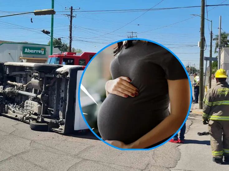 Atienden a mujer embarazada tras choque-volcamiento donde se vio envuelta en Hermosillo