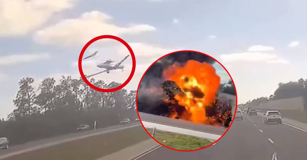 Por segundos, personas se salvaron y captan el momento exacto del mortal aterrizaje forzoso de una avioneta sobre una autopista.