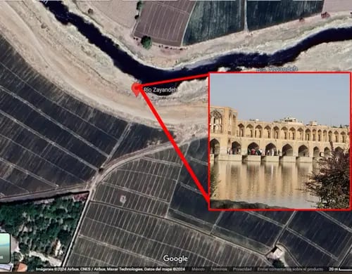 La ciudad de Isfahán se encuentra asentada a orillas del río Zayandehroud. | Google Maps