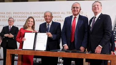 México, EU y Canadá firman ratificación de T-MEC en Palacio Nacional