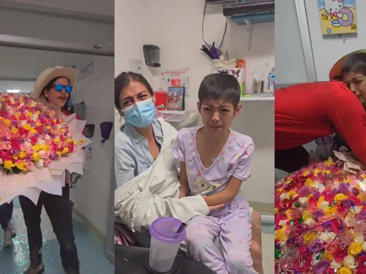 VIDEO: “El Patrón” cumple el sueño de niña con cáncer y le lleva flores al hospital