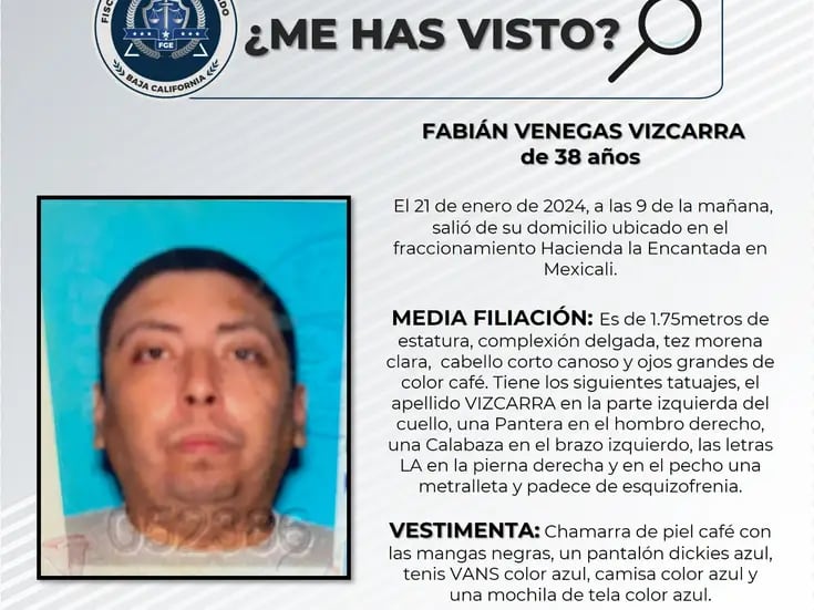 Buscan a Fabián Venegas Vizcarra
