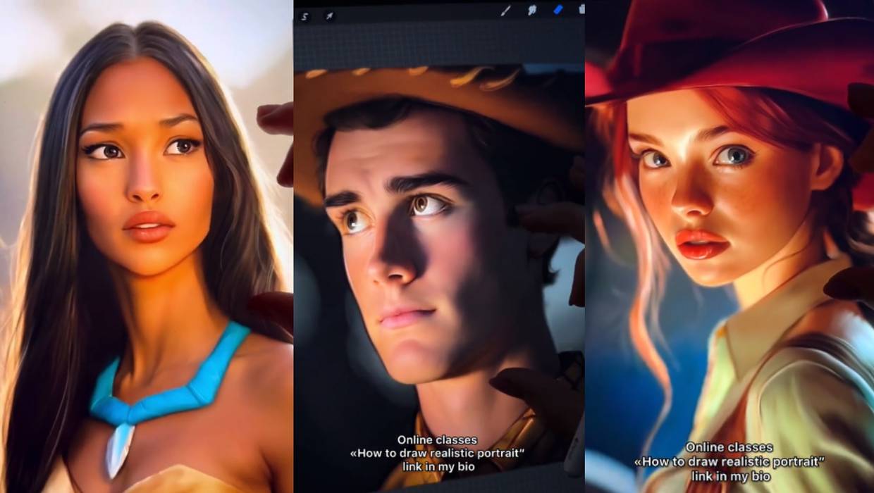 Artista se viraliza en TikTok por dibujar con estética realista a diferentes personajes de Disney