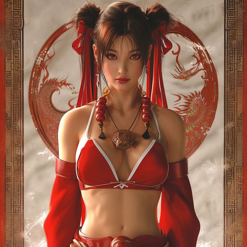 El traje rojo de Mai Shiranui no solo es su vestimenta, es la representación de su poder y valentía en cada combate.

