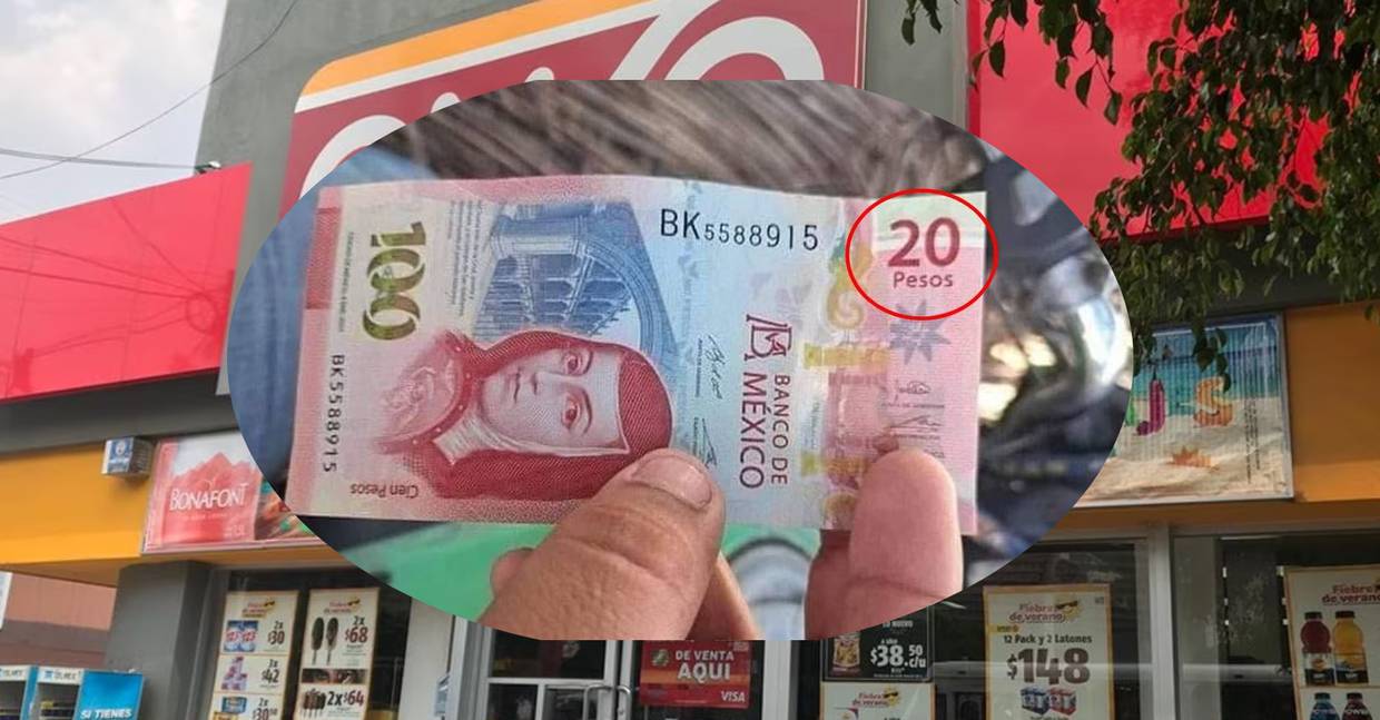 Detienen a joven por tratar de pagar billetes falsos en un Oxxo. // Foto: Especial/El Universal